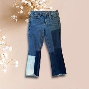 High Rise Kick Boot Flare Raw Hem Jeans